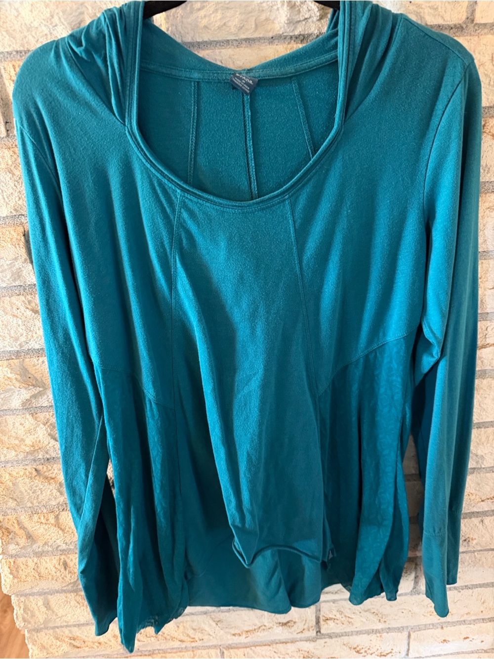 Prana Teal Long-Sleeve Scoop Neck Top